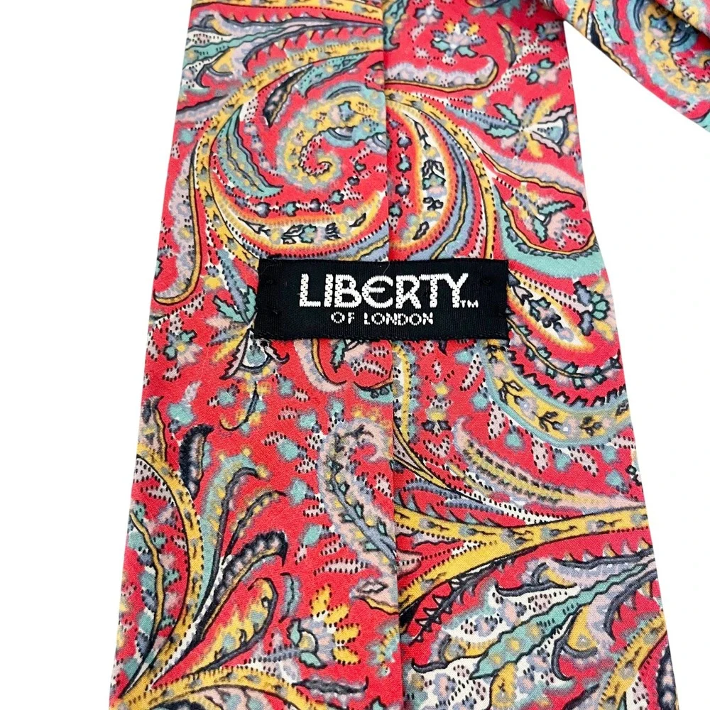 Liberty of London Mens Tie Red Paisley‎ Multi Color 100% Cotton Made in USA